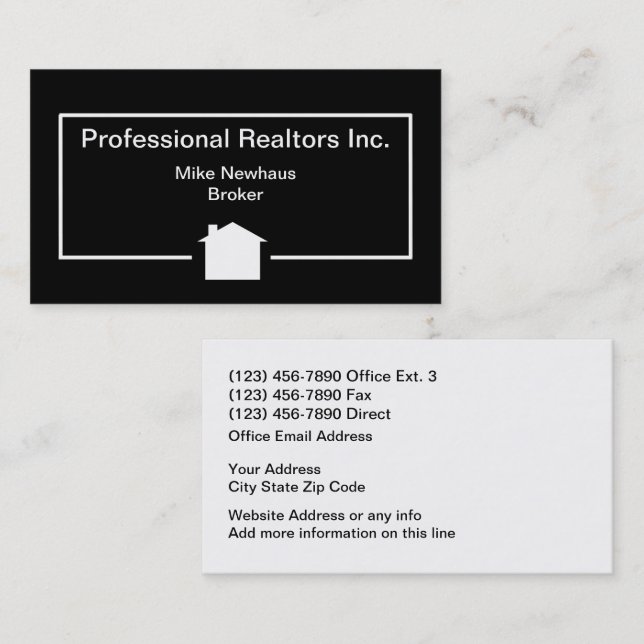 Simple Modern Real Estate Design Business Card (Front/Back)