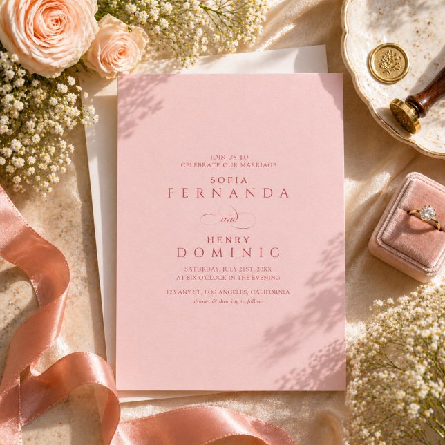 Simple Modern Red and Pink Wedding Invitation (Creator Uploaded)