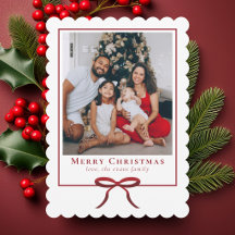Simple Modern Red Bow Family Photo