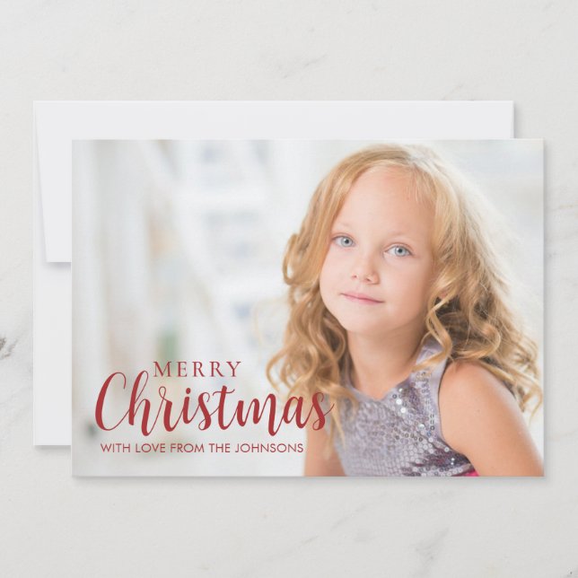 Simple Modern Red Christmas Photo  Holiday Card (Front)