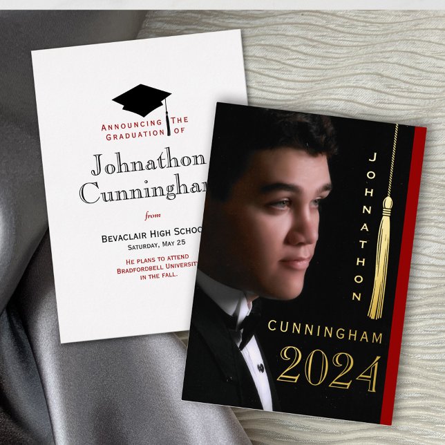 Simple Modern Red Graduation Announcement (Creator Uploaded)