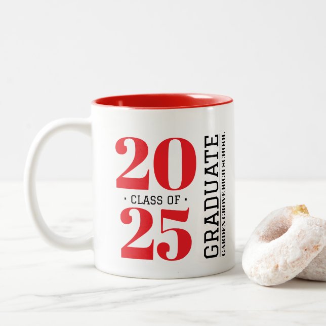 Simple Modern RED Graduation Ceramic Mug (With Donut)