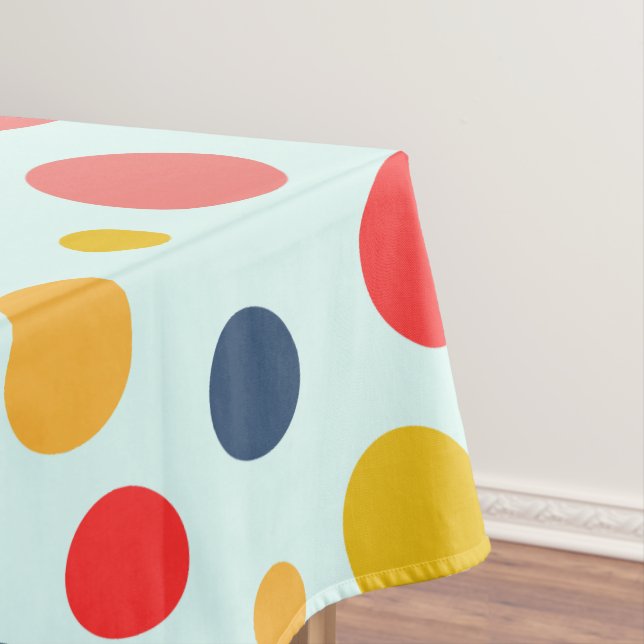 Simple Modern red green Polka dot birthday party Tablecloth (In Situ)