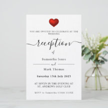 Simple Modern Red Heart Reception Invitation