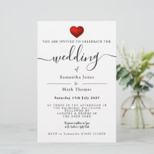 Simple Modern Red Heart Wedding