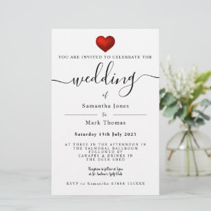 Simple Modern Red Heart Wedding Stationery