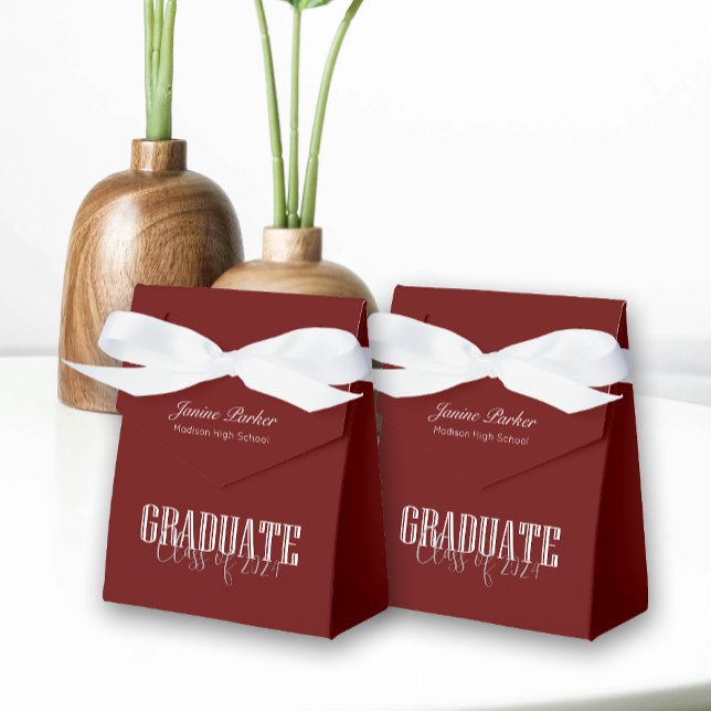 Simple Modern Red Photo Graduation Party Favour Box (Creator Uploaded)
