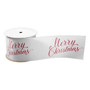 Simple Modern Red Script Elegant Christmas Satin Ribbon