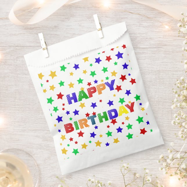 Simple Modern red Star colourful birthday party Favour Bag (Clipped)