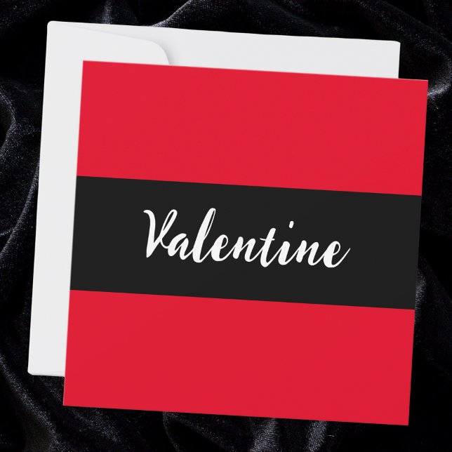 Simple Modern Red Valentine's Day Valentine Card (A stylish Valentine's card in red, black and white, with space for your own message on the back)