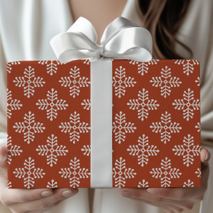Simple Modern Red & White Snowflake Christmas Wrapping Paper