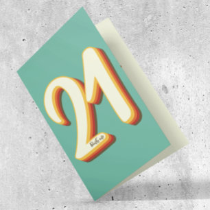Simple Modern Retro Groovy 21st Birthday Card