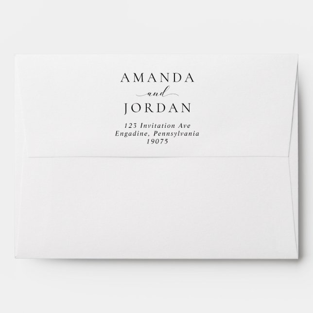 Simple Modern Return Address Wedding Envelope (Back (Top Flap))