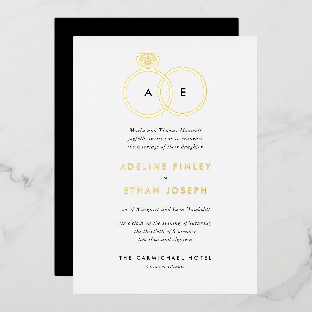 Simple Modern Rings Monogram Wedding (Front/Back)