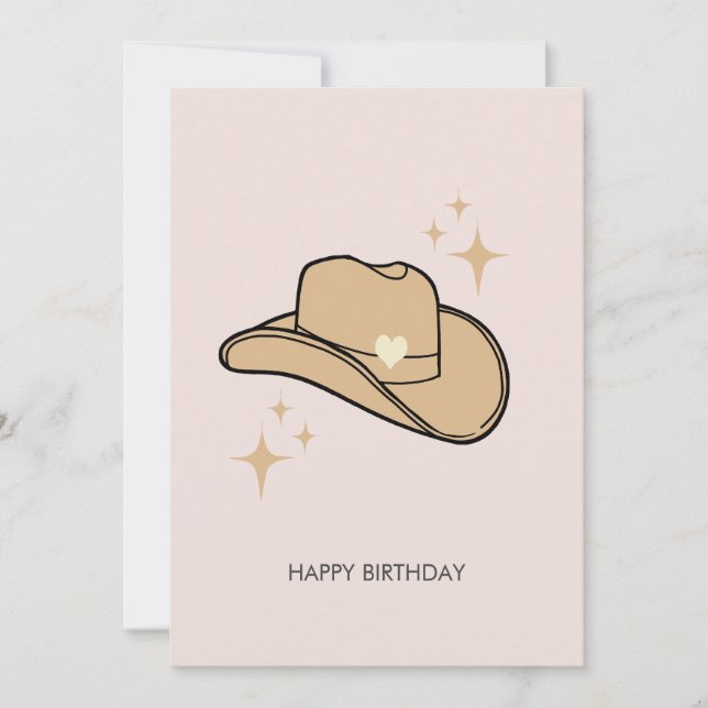 Simple Modern Rodeo Cowgirl Blush Birthday Card (Front)