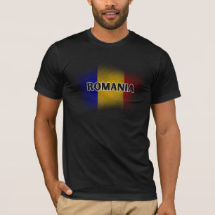 Simple Modern Romania Letter Flag Souvenir T-Shirt
