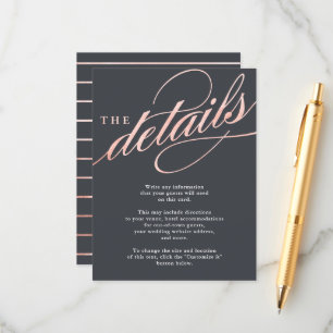 Simple Modern Rose Gold Script Insert Cards