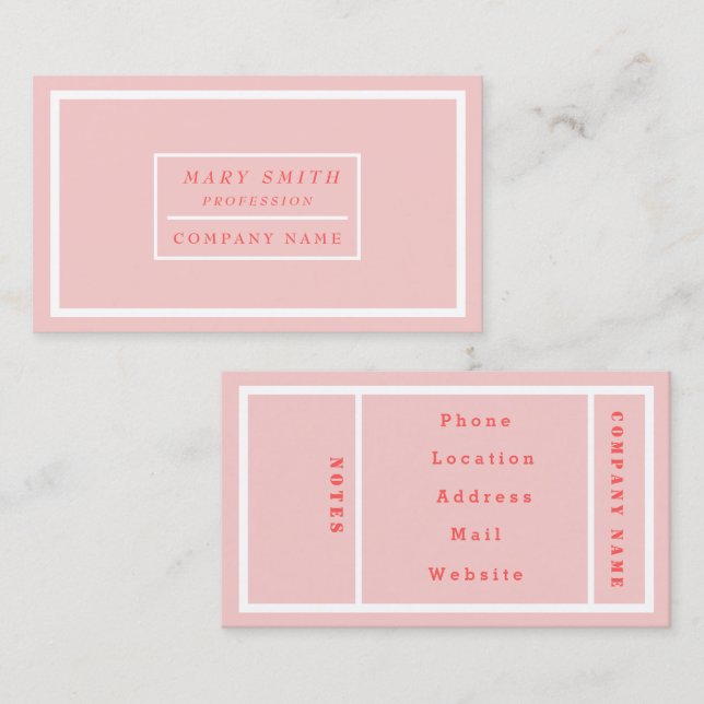 Simple Modern Rose Quartz Business Card (Front/Back)