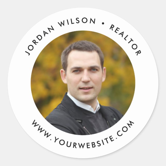 Simple Modern Round Add Your Photo Classic Round Sticker (Front)