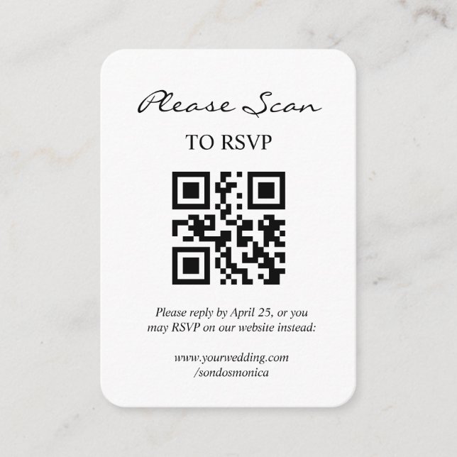 Simple Modern RSVP with QR Code Enclosure Card (Front)