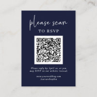 Simple Modern RSVP with QR Code | Navy Blue