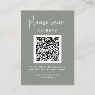 Simple Modern RSVP with QR Code Sage Green Enclosure Card