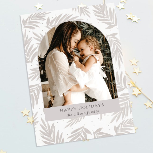 Simple Modern Rustic Branches Arch Photo  Holiday Card (Creator Uploaded)