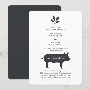 Simple Modern Rustic Country Farmhouse Wedding Invitation