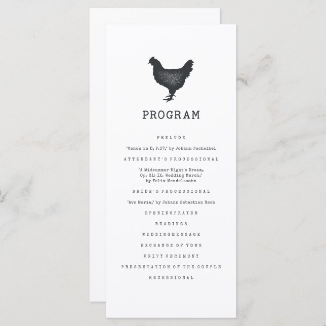 Simple Modern Rustic Country Farmhouse Wedding Program (Front/Back)