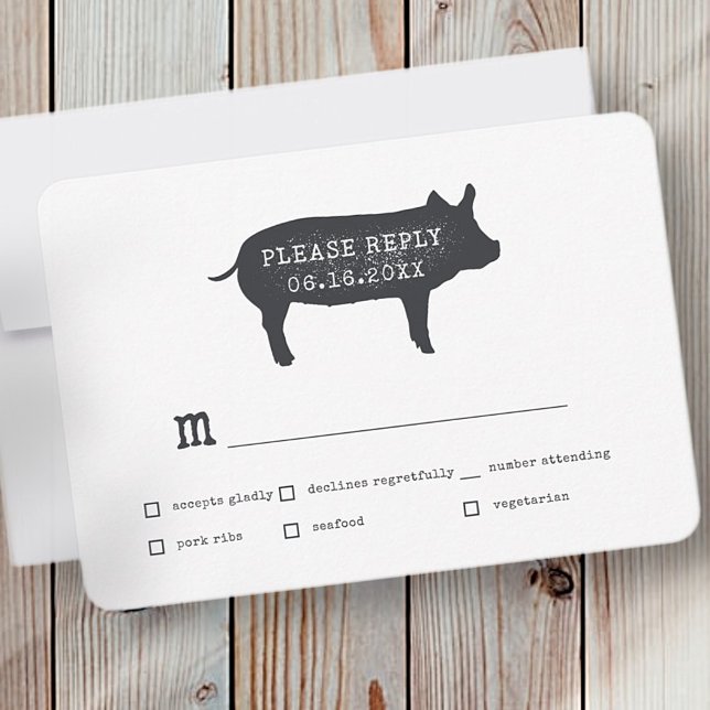 Simple Modern Rustic Country Farmhouse Wedding RSVP Card (Creator Uploaded)