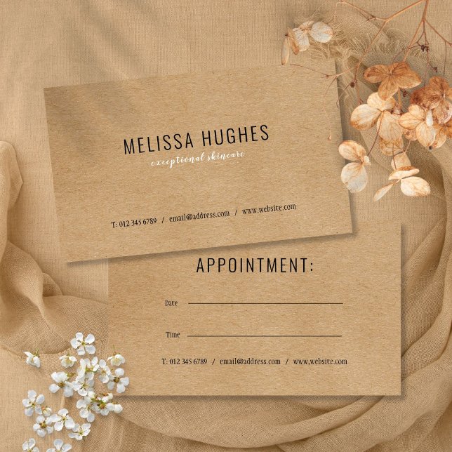 Simple  Modern Rustic Kraft Appointment Card (Simple Modern Rustic Kraft Appointment Card)