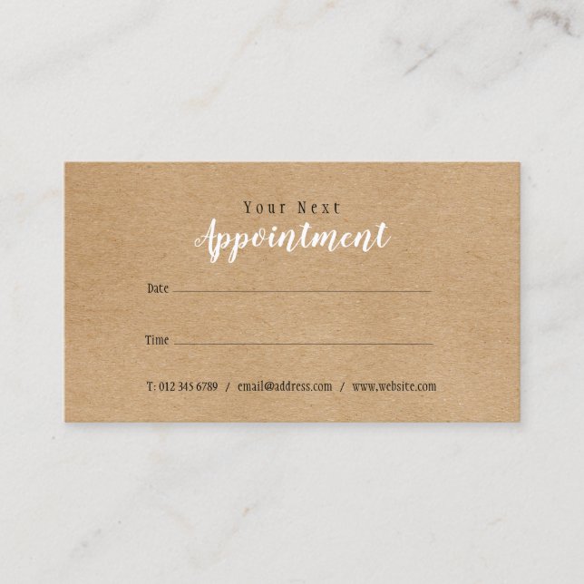 Simple Modern Rustic Kraft Appointment Card (Front)