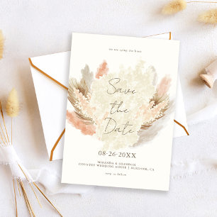 Simple Modern Rustic Pampas Grass Wedding Save The Date