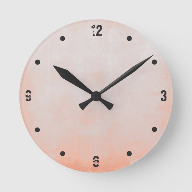Simple Modern Rustic Peach Gray Abstract Round Clock (Front)