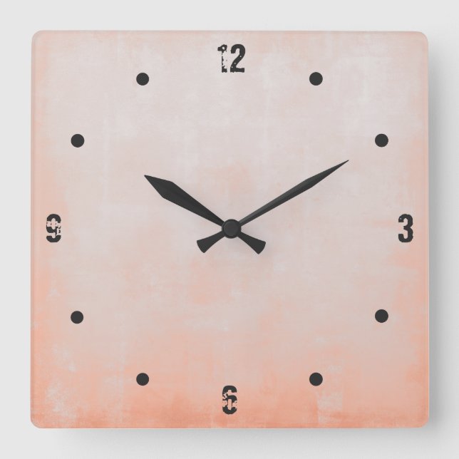 Simple Modern Rustic Peach Grey Abstract Square Wall Clock (Front)