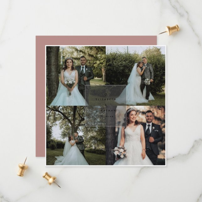 Simple Modern Rustic Pink Ampersand Photo Wedding Save The Date (Front/Back In Situ)