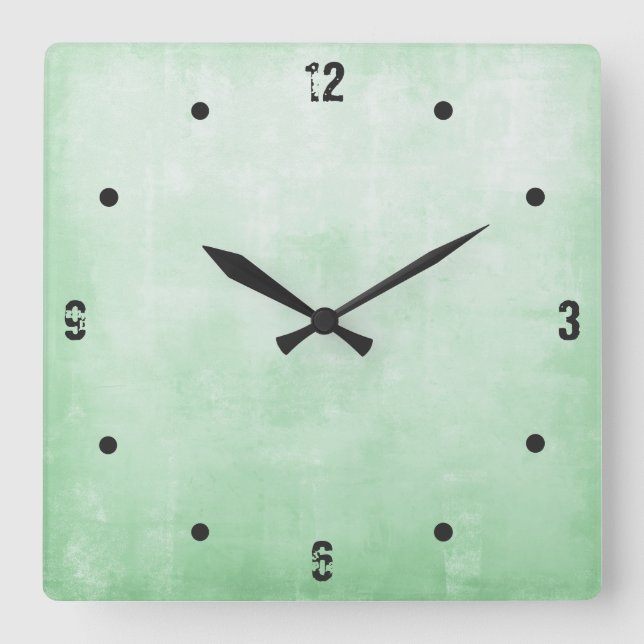 Simple Modern Rustic Pistachio Grey Abstract Square Wall Clock (Front)