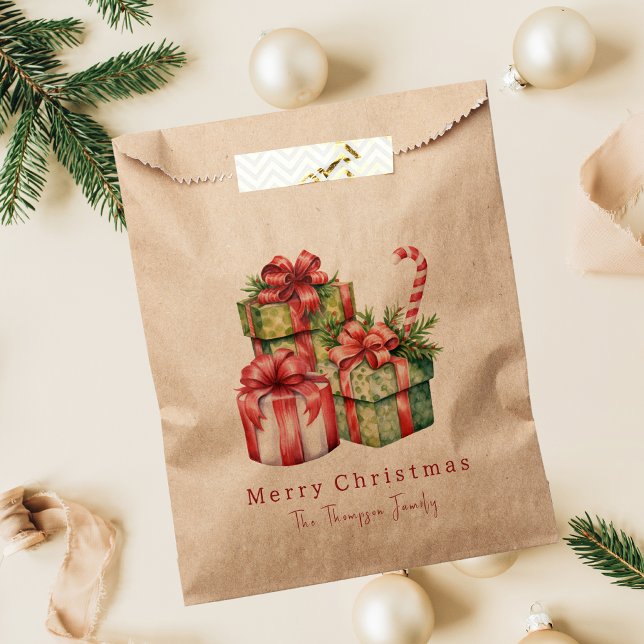 Simple Modern Rustic Watercolor Christmas Favour Bag (Creator Uploaded)