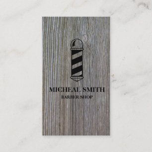 Simple Modern Rustic Wood Pole Barber Shop Business Card