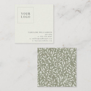 Simple Modern Sage Botanical Your Logo Custom Square Business Card