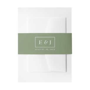 Simple Modern Sage Emerald Green Dusty Blue Invitation Belly Band