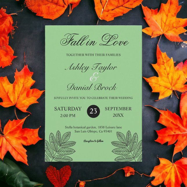 Simple Modern Sage Foliage Rustic Fall Wedding Invitation (Creator Uploaded)