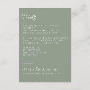Simple Modern Sage Green Calligraphy Enclosure Card