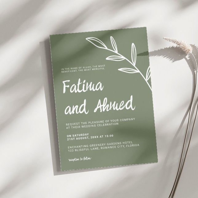 Simple Modern Sage Green Minimalist Wedding Invitation (Creator Uploaded)