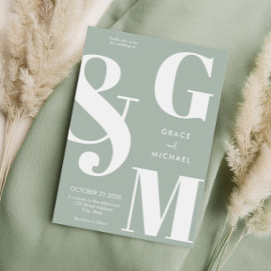 Simple Modern Sage Green Wedding Invitation