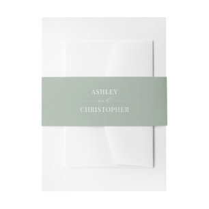 Simple Modern Sage Green Wedding Invitation Belly Band