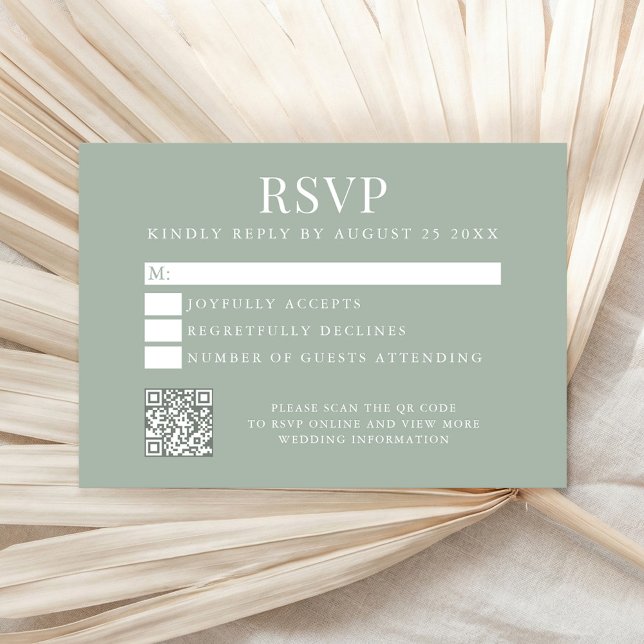 Simple Modern Sage Green Wedding RSVP Card (Creator Uploaded)