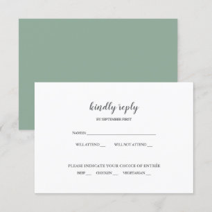 Simple Modern Sage Green Wedding RSVP Invitation