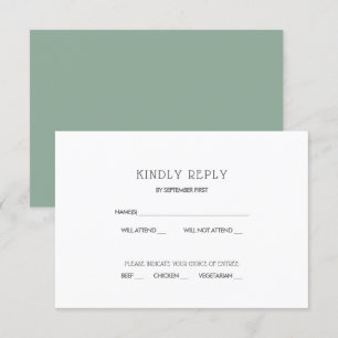 Simple Modern Sage Green Wedding RSVP Invitation