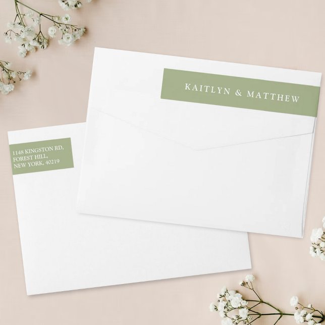 Simple Modern Sage Green Wedding Wrap Around Label (Creator Uploaded)